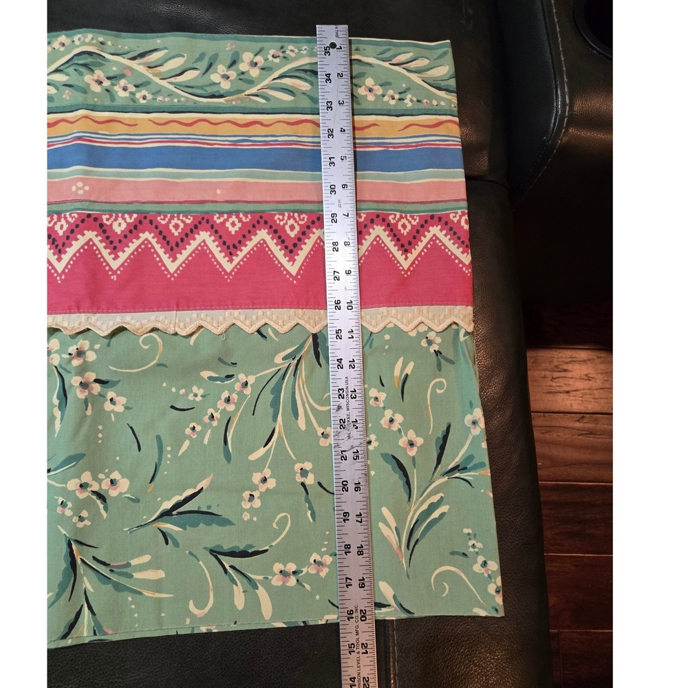 Unbranded Floral‎ Valance Green Pink Vintage Cottagecore 26x18 Good - Picture 11 of 12